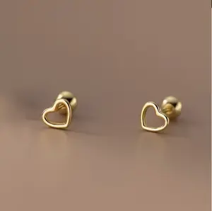 Hypoallergenic Stainless Steel Golden Heart-Shaped Stud Earrings Anti-Fade Comfortable Versatile High-Quality Fashionable Women's Jewelry Accessories for Daily Wear or Parties Exquisite Gifts hypoallergenic surgical steel earring