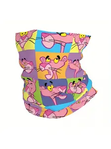 Retro Leopard Print Scarf Bandana - Lightweight Multi-Functional Neck Gaiter, Face Cover & Headband with Vibrant Cartoon Design for Men & Women, Casual Outdoor Travel, Hair Bandana, Versatile Neckwear, Playful Accessory, Comfortable Fit