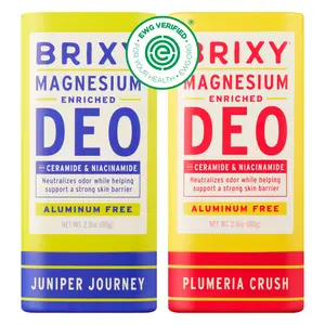 BRIXY Magnesium Enriched Deodorant With Skin Barrier Support, Ceramide & Niacinamide, Odor Control, Aluminum Free, Vegan, Plastic Free, EWG Verified, Lightly Scented (2 pack)