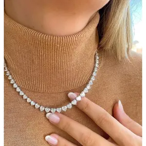 Women's 5A Heart CZ Tennis Necklace