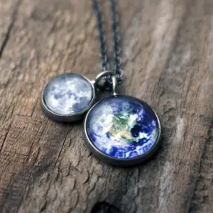 Yugen Handmade Earth and Moon Layered Space Necklace