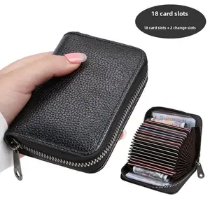 Slim RFID Protected Zipper Wallet - Genuine Leather Minimalist Design with Secure Zip Closure, Compact for Front Pocket, Ideal for Daily Use and Document Security