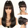 [Blend] Straight Layered Wigs with Bangs 6x4 Lace Front Wig Wear and Go Glueless Pre Style Realistic Look with True Scalp Tiny Knots 220% Density