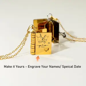 AS289 Custom My Love Book Couples Necklace, Love You More Romantic Christmas Valentines Gift for Her