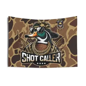 Flair Hub Camouflage Shot Caller Duck Hunting Tapestry Poster For Decorate Clubs Concerts Bars University Dormitories Living Rooms Bedrooms Print Peach