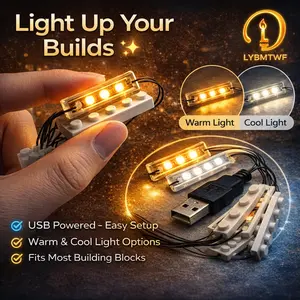 LYBMTWF Micro LED Lights for Building Blocks - 10pcs Battery Operated USB Tiny Light Set for Display Case Mini Bricks Models - Flexible Fit & Easy Install - Warm & Cool Light Options