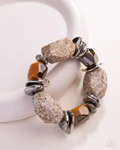 Glaze of Glory Brown Peach Stretch Bead Bracelet