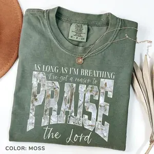 Comfort Colors Praise The Lord Camo Graphic T Shirt, Christian Faith, Based Shirt, Religious Worship, Camouflage Believer Top, Inspirational Gifts