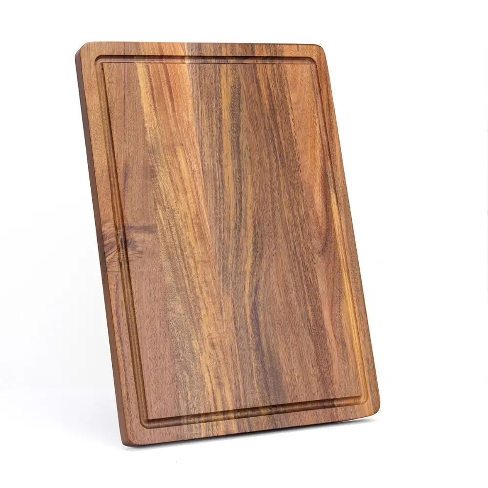 Large Wooden Cutting Board, 15.8 Inch Bamboo Cheese Cutting Board with Juice Groove and Handle, Kitchen Butcher Block for Chopping, Durable Chopping Board, Cooking Cutting Board