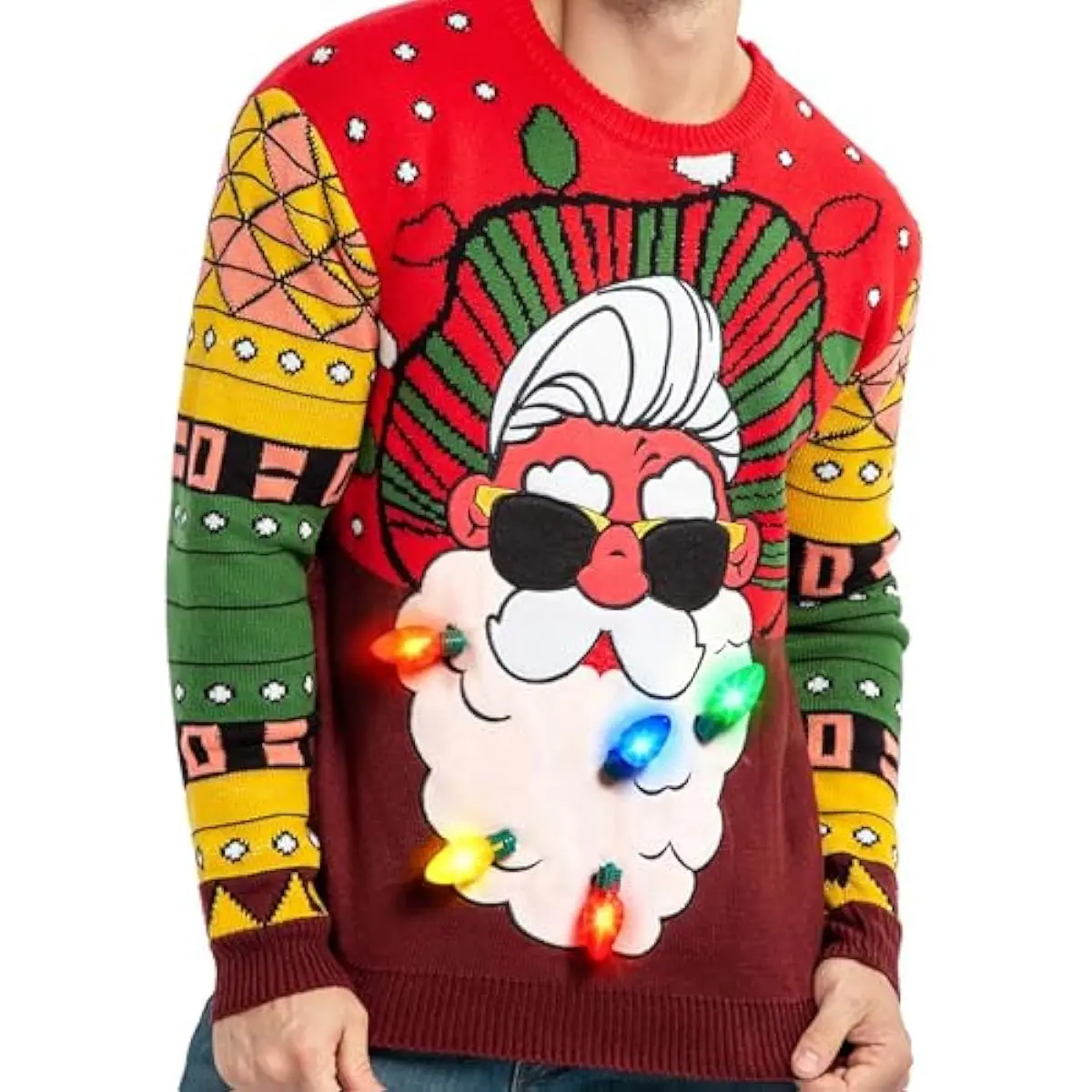 LED Light Up Ugly Christmas Sweater Men, Ugly Sweater Men with Built-in Light Bulbs, Holiday Funny Pullovers 2025