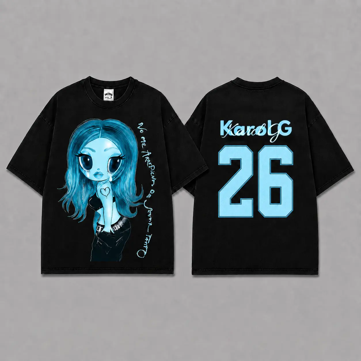 Ver 16 Karol No Me Arrepiento De Sentir Tanto Unisex Oversized Premium Cotton T-Shirt, La Bichota Vintage Music Merch T-Shirt, Music Latin Style, New Album Gift For Fans