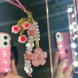 Pink Flower Phone Charm