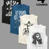 Men's Jesus Print Graphic Sleeveless Tank Top, Athletic Undershirt, Regular Fit Casual Gym Clothing Round Neck Top for Daily Wear, Men's Clothes for All Seasons, Socks