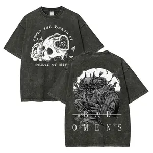 Unisex Fit Washed T-Shirt The Death Of Peace Of Mind Bad Omens Graphic T-Shirt Rock Merchandise Top Men's and Women's Clothing Rock Band Shirt Retro Music Tee Vintage Casual Short Sleeve T-shirt For Daily Wear