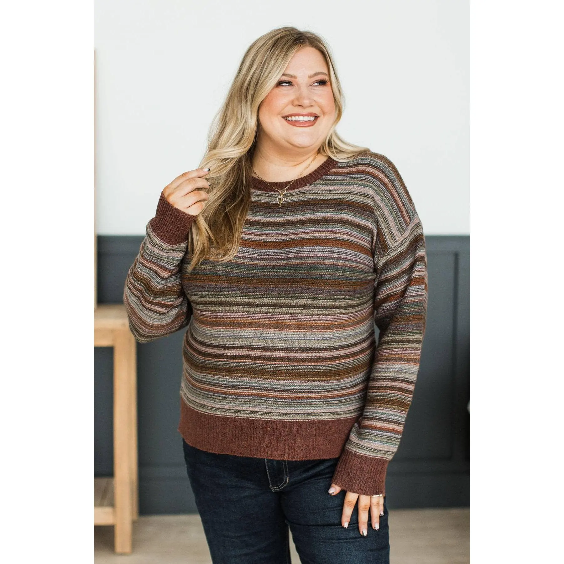 Comfort For The Soul Striped Sweater- Deep Terracotta