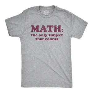 Mens Math The Only Subject That Counts T Shirt Funny School Teacher Pun Novelty Tee Mens Funny T Shirts Cool Vintage Fashion T-Shirt Gift Classic Menswear Teacher Apparel for Men Funny Nerd Short Sleeve Novelty Grey