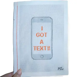 "I Got a Text!" Phone Love Island | Hand-Painted Needlepoint Canvas | 18 Mesh | Made to Order | Canvas Only