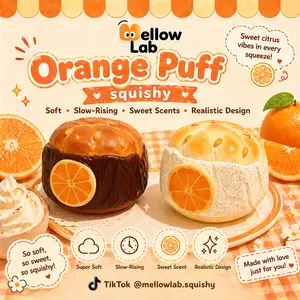 Slow Rising Squishy - Orange Cream Puff【Sweet Bakery Scent】108g Mellow Lab x Sweetbuns Stress Relief Toy