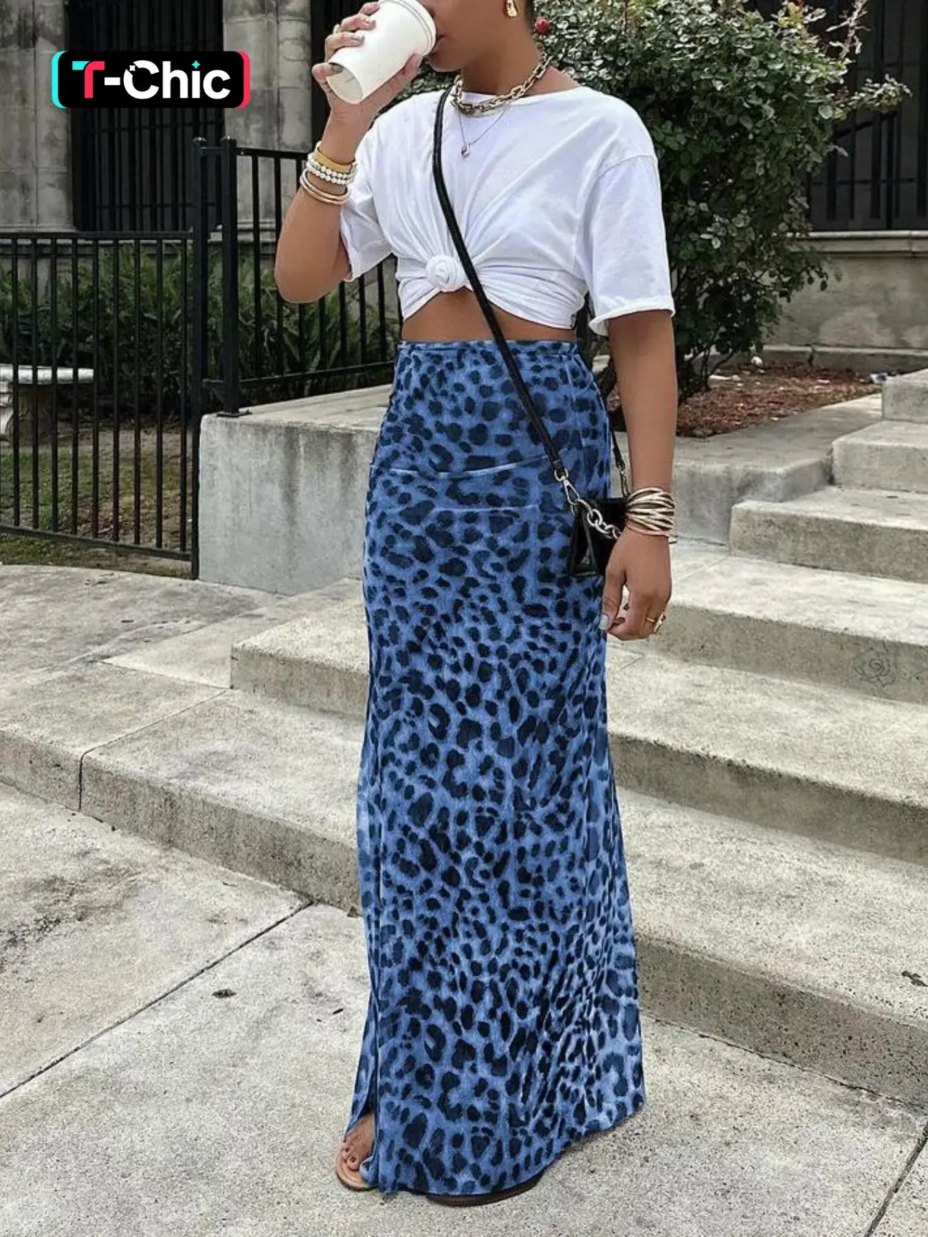 Elegant High-Waisted Leopard Print Midi Bohemian Style Skirt, Casual Slim-Fitting A-Line Design, Perfect for Daily Wear & Stylish, Casual Comfy Skirt