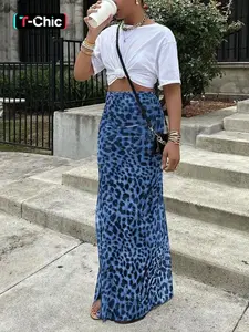 Elegant High-Waisted Leopard Print Midi Boho Skirt, Casual Slim-Fitting A-Line Design, Perfect for Daily Wear & Stylish