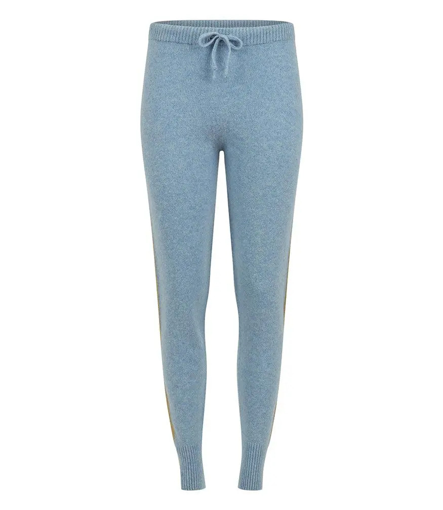 Madison Maison Sky Blue Cashmere Sweat Pants W/ Gold Laminated Bands