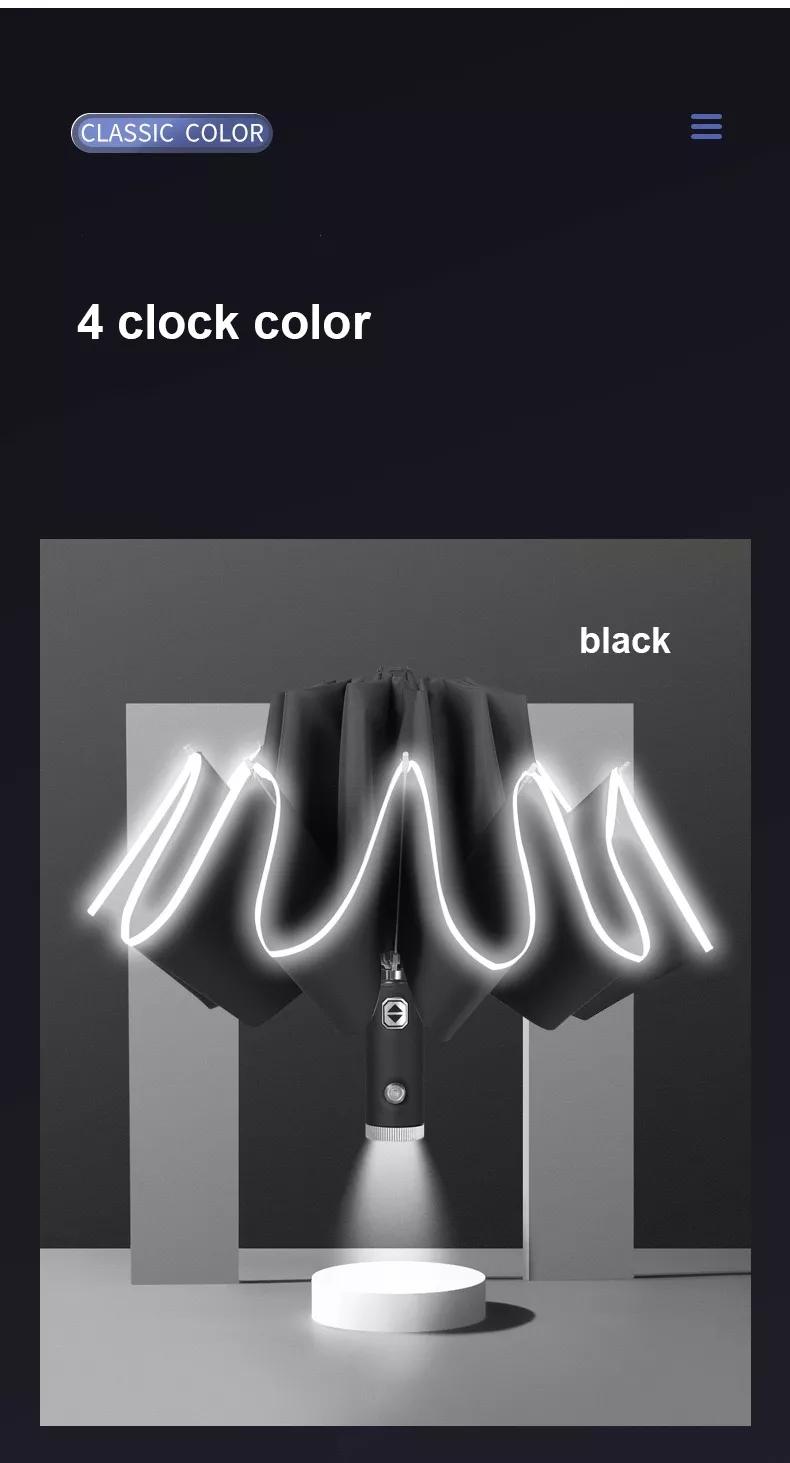 LED Umbrella Male Fully Automatic Reverse Umbrella Female Dual Purpose Folding Automatic Umbrella Large Size