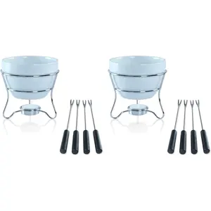 Chocolate Fondue Pot Butter warmer Bowl Set with 4 Dipping Forks & Tea Light Holder – For the Perfect Melted,Chocolate & Cheese Serving fondue set valentines day gifts (2)