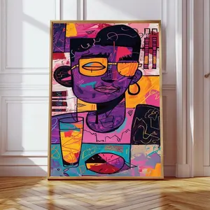 Modern Abstract Face City Landscape Wall Art Poster Graphic Prints Unframed, Contemporary Home Decor, Unique Urban Design, Perfect for Living Room
