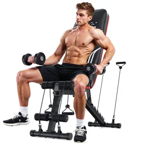 Flybird Adjustable Folding Weight Bench for Home Gym, Includes Resistance Bands