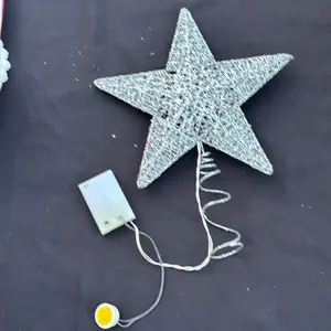 Battery Operated Christmas Tree topper Star Symbol with Cord and Light