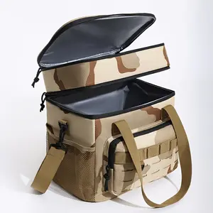 1pc Double-Layer Lunch Insulated Bag, 1.85 Gallon Large Capacity, PEVA-Lined for Food Warmth and Cooling Storage, Adjustable Shoulder Strap for Easy Carrying, Ideal for Camping, Travel, Outdoor Leisure,  Soft Sided Cooler