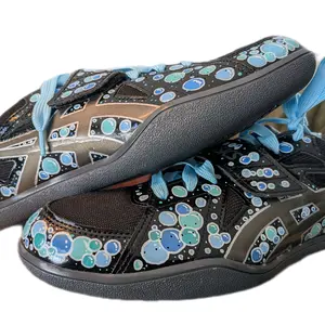 Custom Hyper Throw 3 Size 9 - Black & Blue Bubbles Design shotput discus throw Shoes