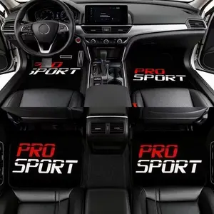 4pcs Universal Car Floor Mats, Thickened Print Sport Design, Non-Slip Base, Fits Most Cars, Tesla Mdy, Suvs, Elegant Interior Decor