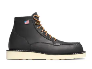 Danner Bull Run Moc Toe 6'' Black – Men's Work Boots, Full-Grain Leather, Slip-Resistant Wedge Sole