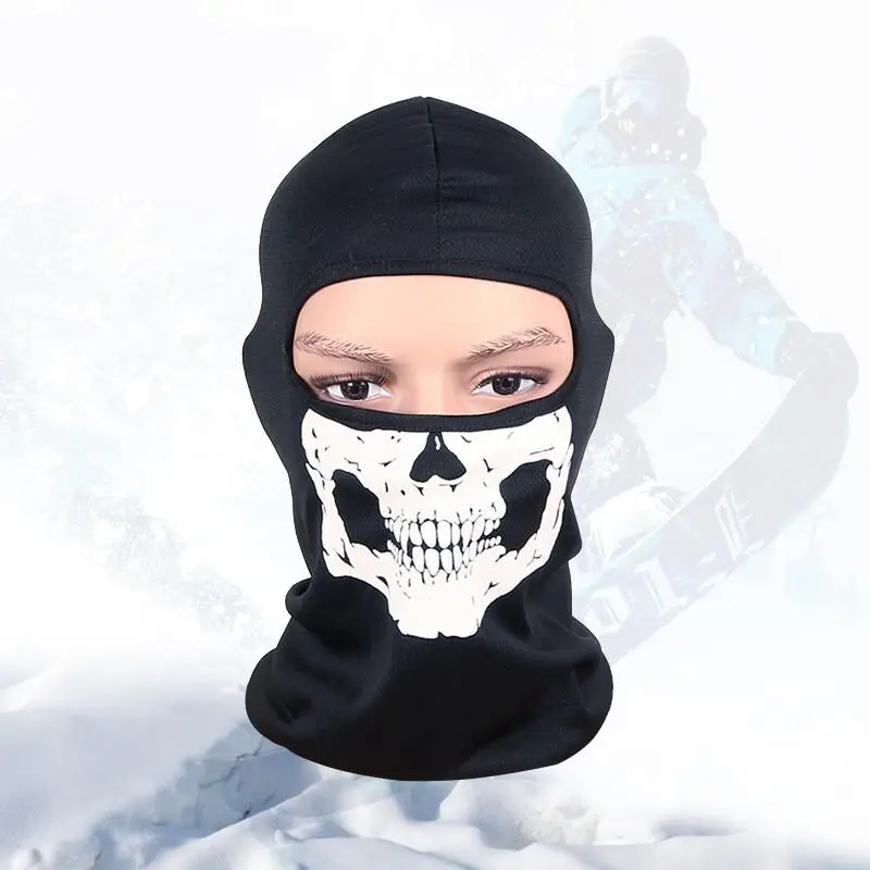 Novelty Skull Pattern Design Cycling Face Mask, Halloween Themed Windproof Dustproof Face Cover for Outdoor Sports