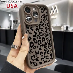Designed for iPhone 16 15 14 13 12 11 Pro Max Plus XS X XR E full Camera protection small leopard print  Lightweight Soft TPU Protection Shockproof Protection cover Stylish