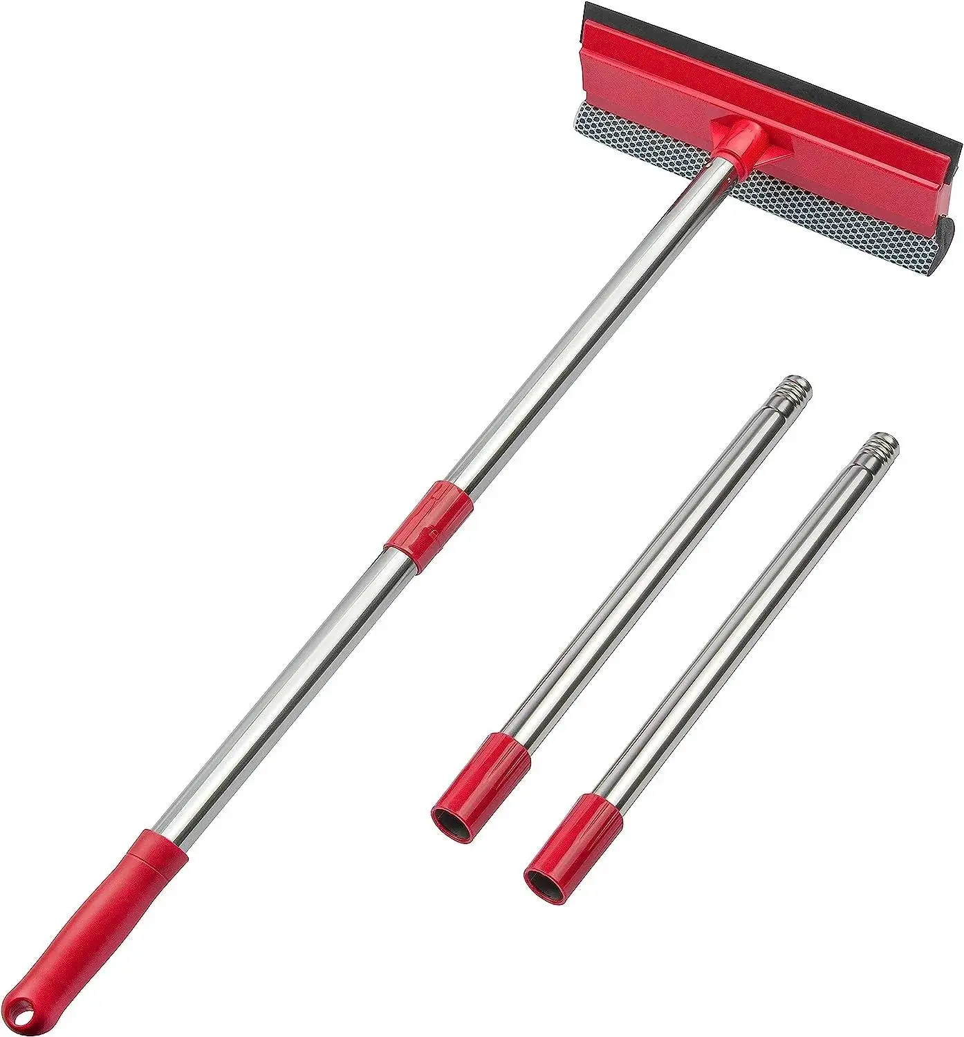 DSV Standard Professional Multi-Use Window Squeegee with Retractable Handle 16"-55" Length 10" Rubber Strip Lightweight & Retractable Ideal for Home Garden Office Coffee Shop Stainless Steel Telescopic Pole 18-Month Warranty - Cleaning
