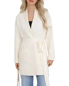 All-Day Cozy Cardigan - Totatuit Women‘s Oversized Long Sweater Coat, Heavy Knit Open Front with Belt & Pockets for Home, Outdoor & Winter Travel