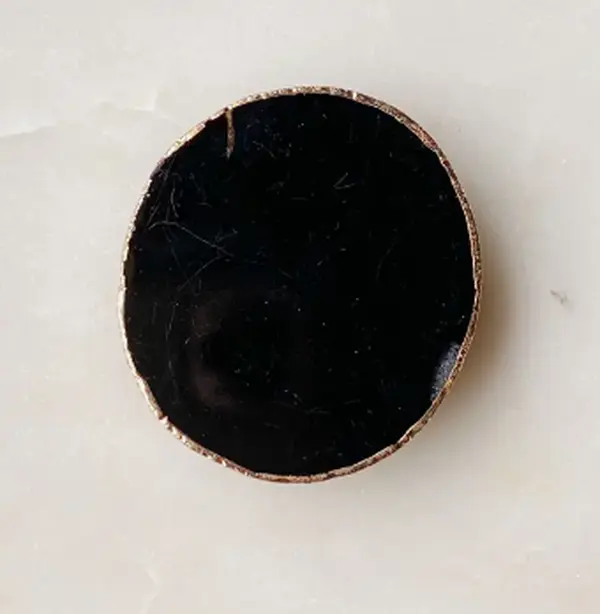 Nautural Stone Phone Grip -Black Agate Golden Edge
