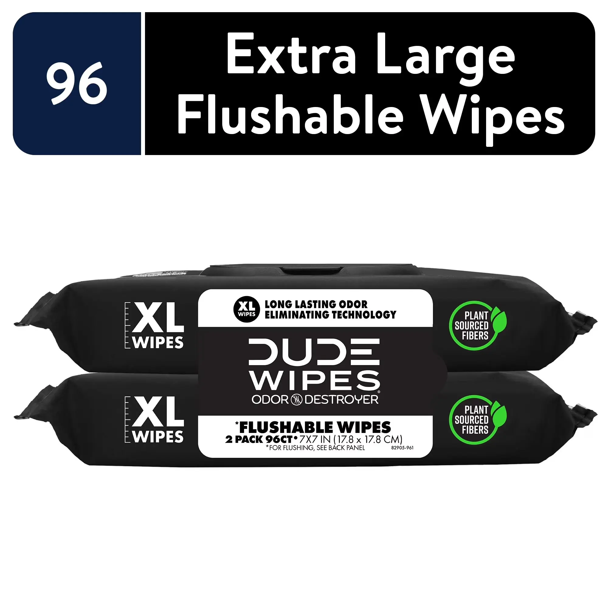 DUDE Odor Destroyer Flushable Wipes, XL Wet Wipes, Deodorizing with Clean Scent, 48 Count, 2 Pack