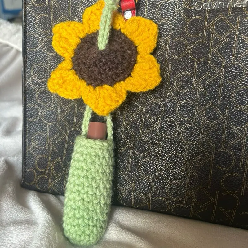 Hand-crocheted convenient place holder for your chapstick or lipgloss.