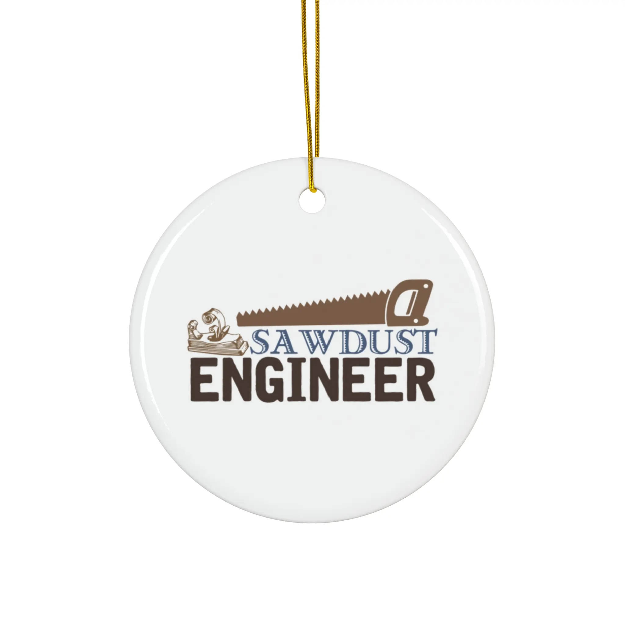 SAWDUST ENGINEER ORNAMENT, CHRISTMAS DECORATIONS, 3 INCHES CIRCLE ORNAMENT, CERAMIC ORNAMENT