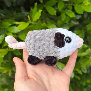 Crochet opossum, soft, cute, handmade, figurine, decorative, mini, mother, baby