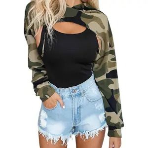 THE WELL KEPT Women Long Sleeve Cropped Super Crop Top Hoodies Sweatshirt Aesthetic Punk Hip Hop Dance Sexy Rave Cloth