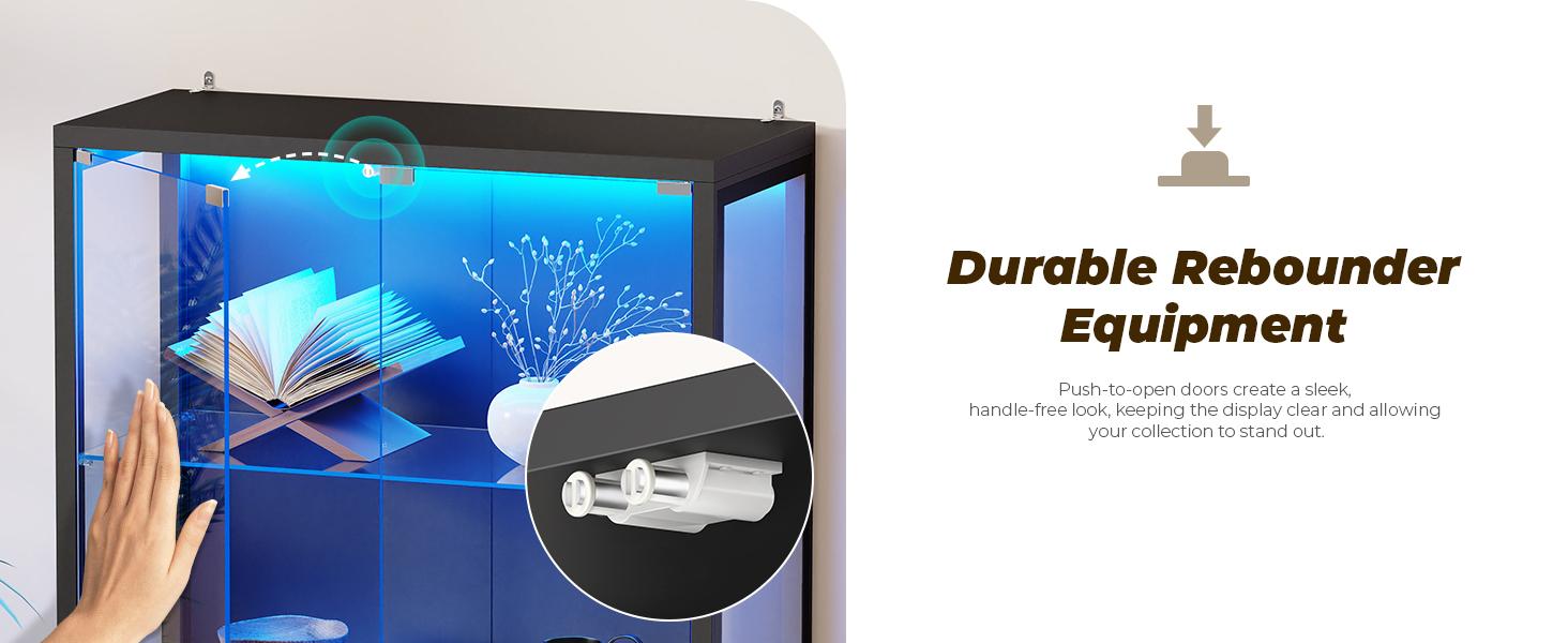 BROTTAR Metal Display Cabinet with Glass Doors, 4-Tier Curio Cabinet with 3 Color Lights for Collectibles, Glass Display Case with Human Body Sensor, Storage Cabinets with Adjustable Glass Shelves, Black BROTTAR Metal Display Cabinet with Glass Doors, 4-Tier Curio Cabinet with 3 Color Lights for Collectibles, Glass Display Case with Human Body Sensor, Storage Cabinets with Adjustable Glass Shelves, Black