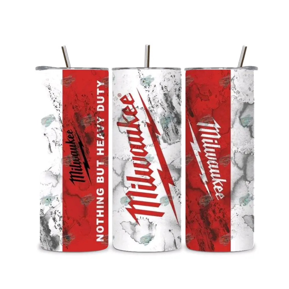 Milwaukee Tumbler 20oz Stainless steel Bottle Drinkware Water Bottles Cup Mug Portable Washable Bottled Reusable Straw Handmade Insulated Lid Mechanic Blue Collar Tools