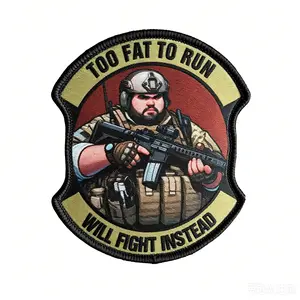' Too Fat to Run' Velcro Patch, Tactical Emblem for Outdoor Gear, High-Definition Print, Morale Patch, Tactical Equipment Decoration