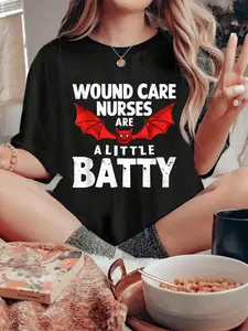 100% pure cotton Halloween Wound Care Nurse Spooky Nursing Trick Or Treat T-Shirt printed t-shirts for women
