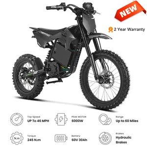 HappyRun F18 2.0 Electric Bike , 6000W Peak 46 mph ，60V 30AH Removable Battery 60 Miles Range 17" Tires Dual Hydraulic Brakes  Trail Snow Electric Bike