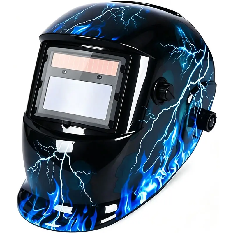 Auto Darkening Solar Welding Helmet True Color Solar Powered Auto Darkening Welding Welder Mask Hood Helmets(Blue Lightning)